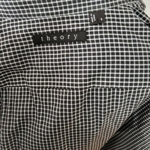 Theory black and white plaid long sleeve button down men's shirt, size S - Picture 3 of 4